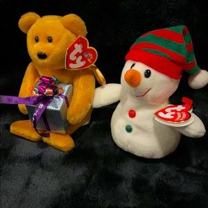White snowman mini beanie baby